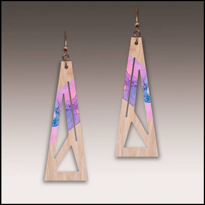 Solid Mahogany Wood Earrings-H43M for wholesale by Willow by Illustrated Light