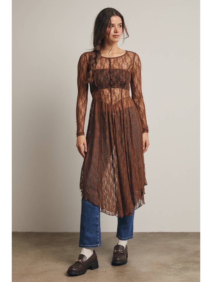 Forte - Wholesale Dress - Women's - Sheer Lace Layering Dress FD000415