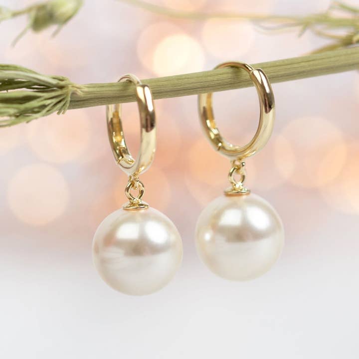 Pearl Huggie Hoop Earrings for wholesale by Annabel Jewellery