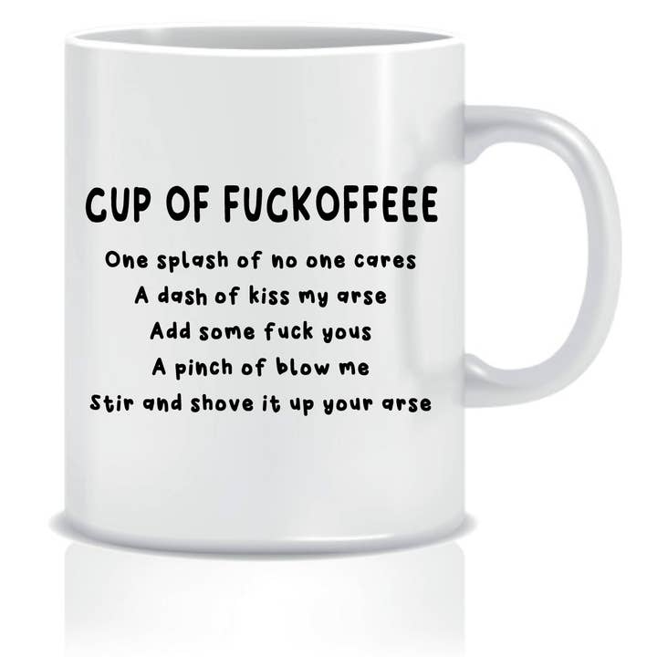 Mug à café de qualité supérieure 'Fuckoffee' amusant pour la vente par Cheeky Chops Cards & Wanky Candles