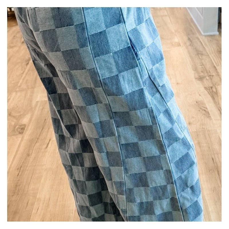 FurDecoration - Wholesale Jeans - Women's - Stylish Checkerboard Print Jeans2