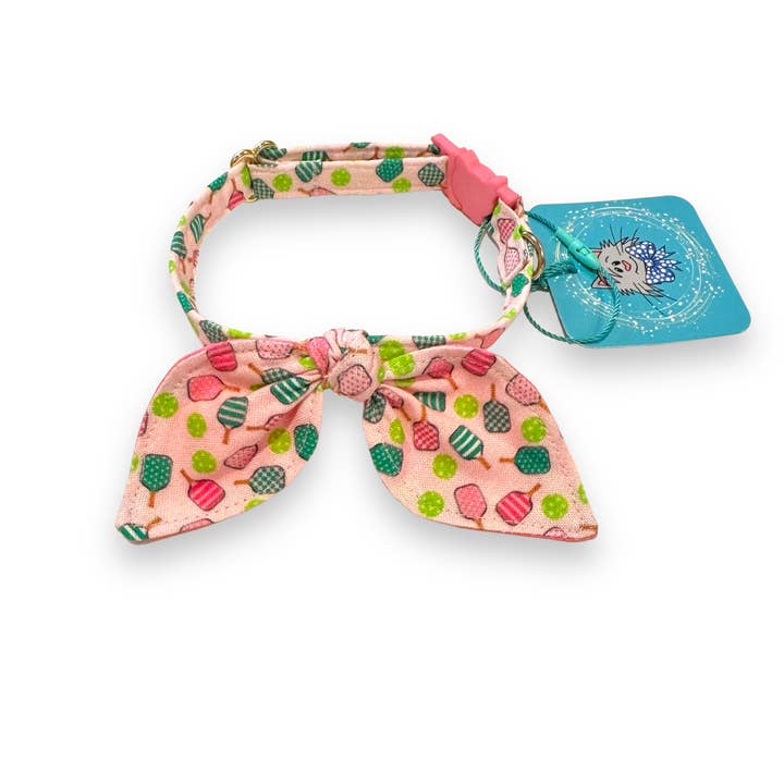 Bunny Ears Bow Cat Collar - Pickleball pink for wholesale by Whiskers Crafts