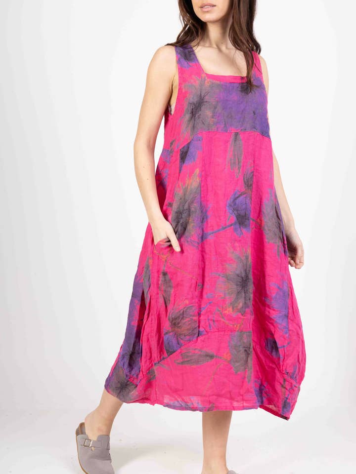 LINEN & COTTON HOUSE - Wholesale Dress - Women's - LINEN DRESS 322 FLOWERS