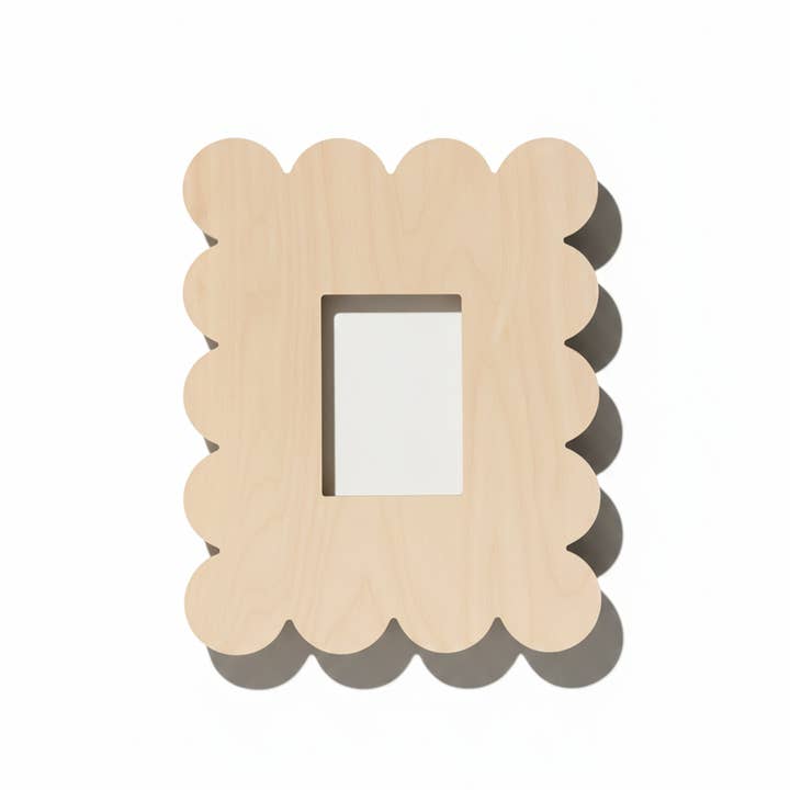 5x7 Scallop Picture Frame | Birch Plywood Wall Decor for wholesale by Blok Goods