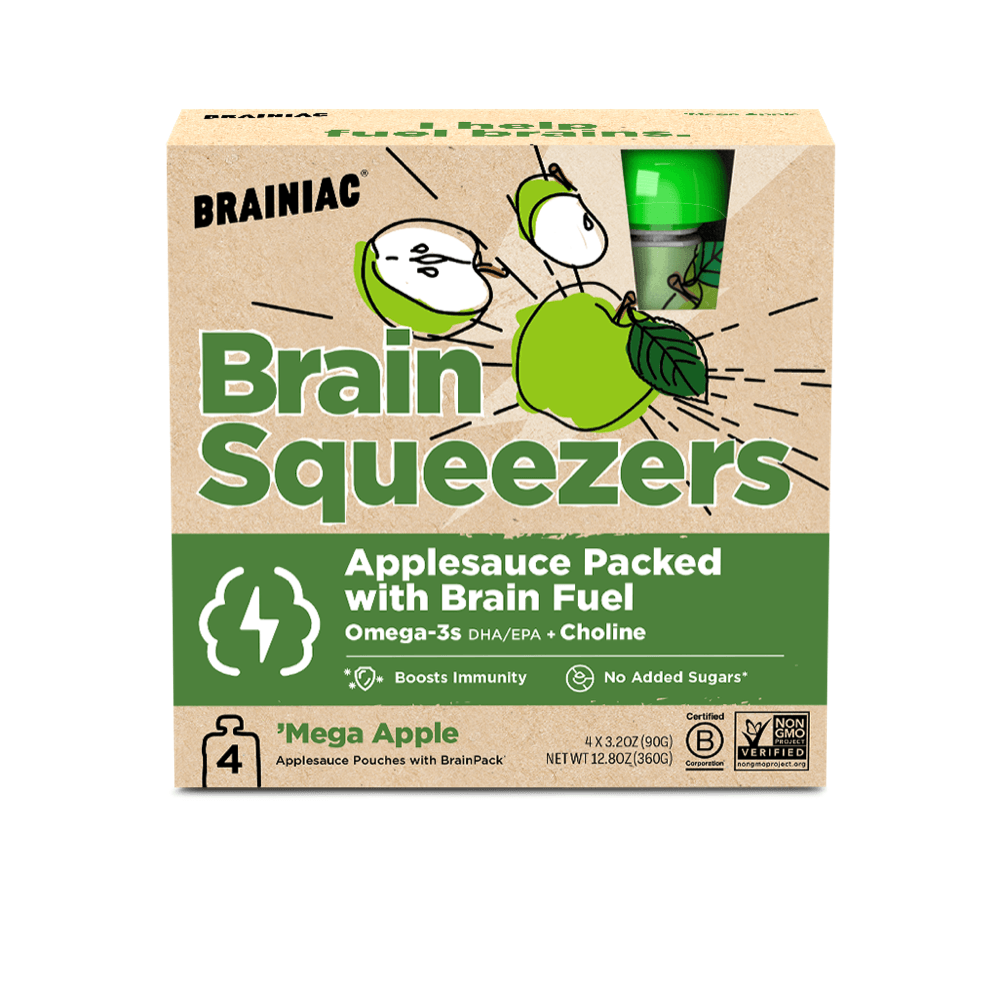 Brainiac - Wholesale Squeeze Snack Bag - Kids & Baby - 'Mega Apple Omega-3 Applesauce0