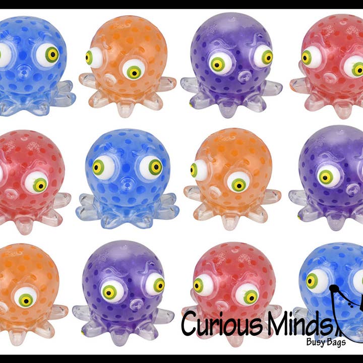 Curious Minds Toys - Vente Jouet mou – enfant et bébé - 1 pieuvre aux grands yeux remplie de gel Squeeze Stress