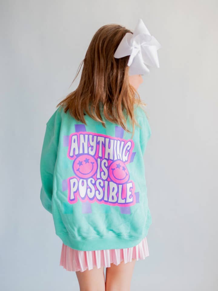 XOXO by magpies - Venta al por mayor Sudadera - Niños - Sudadera Sonriente "XOXO by Magpies Anything is Possible" | Aqua2