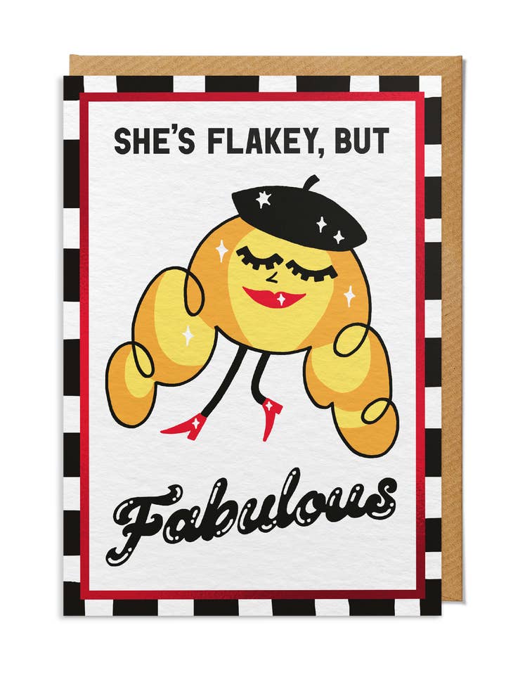 Everyday Card — "She's Flakey but Fabulous!" Croissant for wholesale by SANDERS DE ROEPER