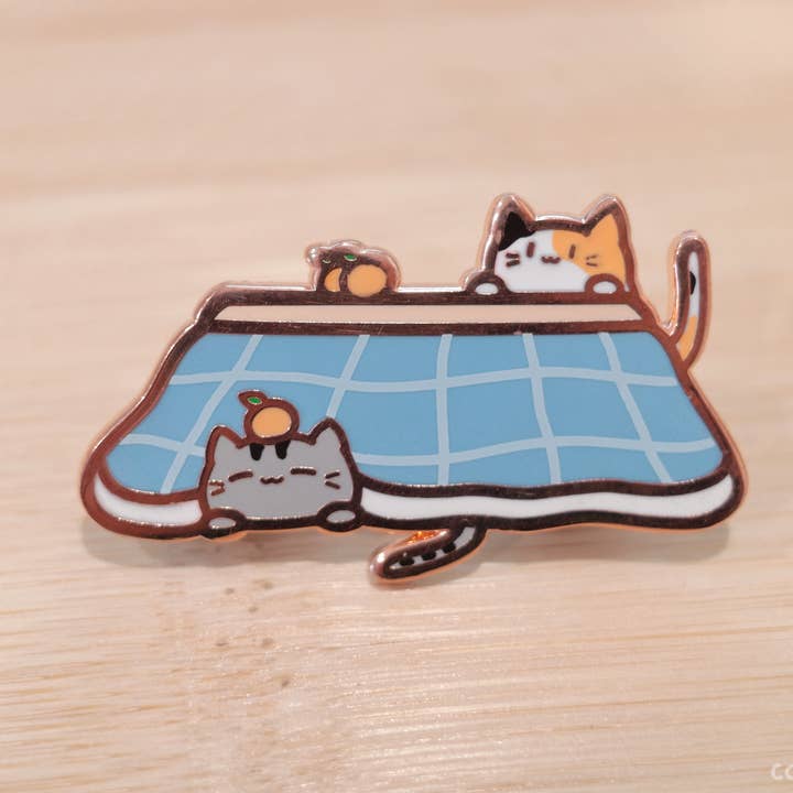 Kotatsu Kitty Enamel Pin for wholesale by Cafe De Yume