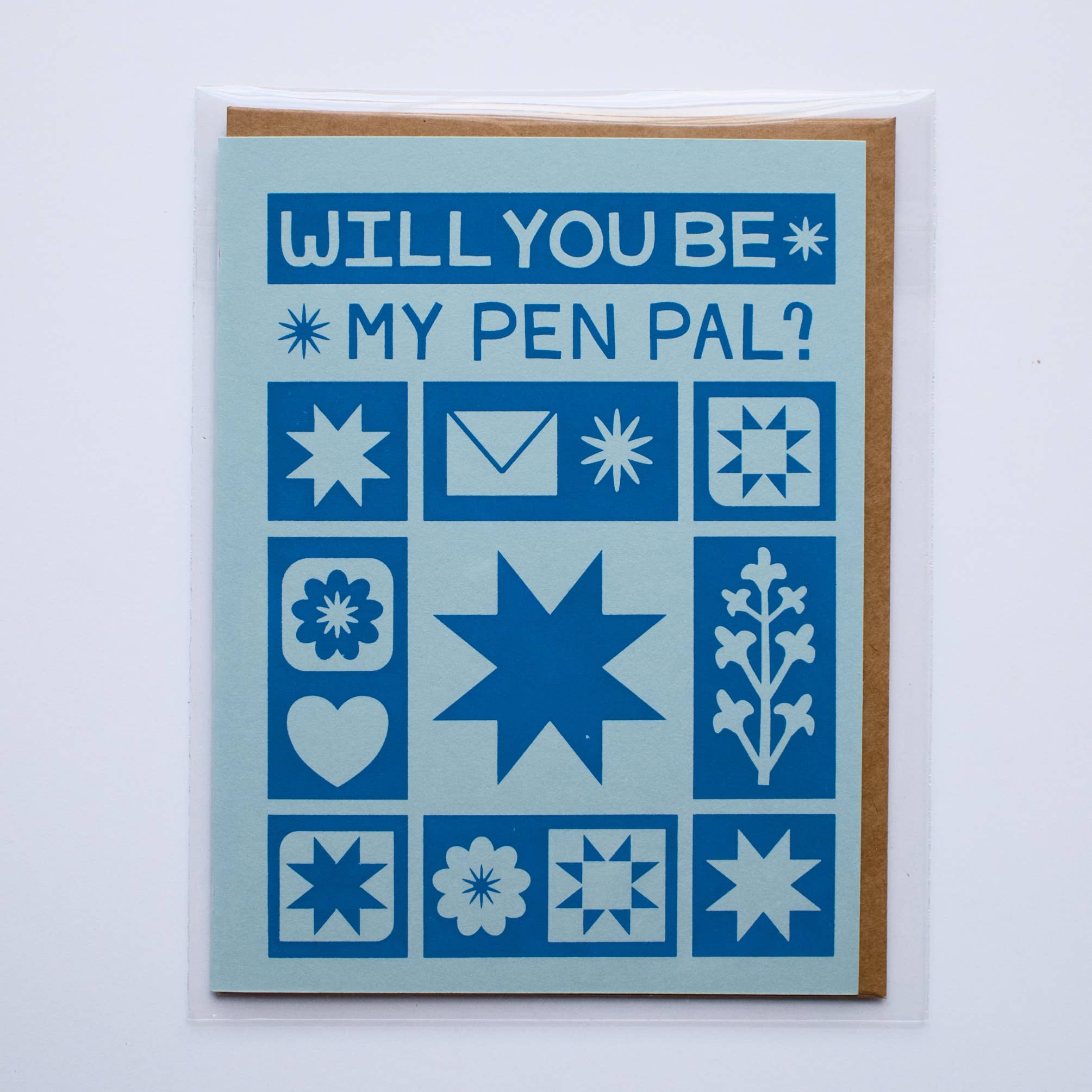 Lex MB Studio - Wholesale Everyday Greeting Card - Hand Printed "Will You Be My Pen Pal?" Everyday Card1