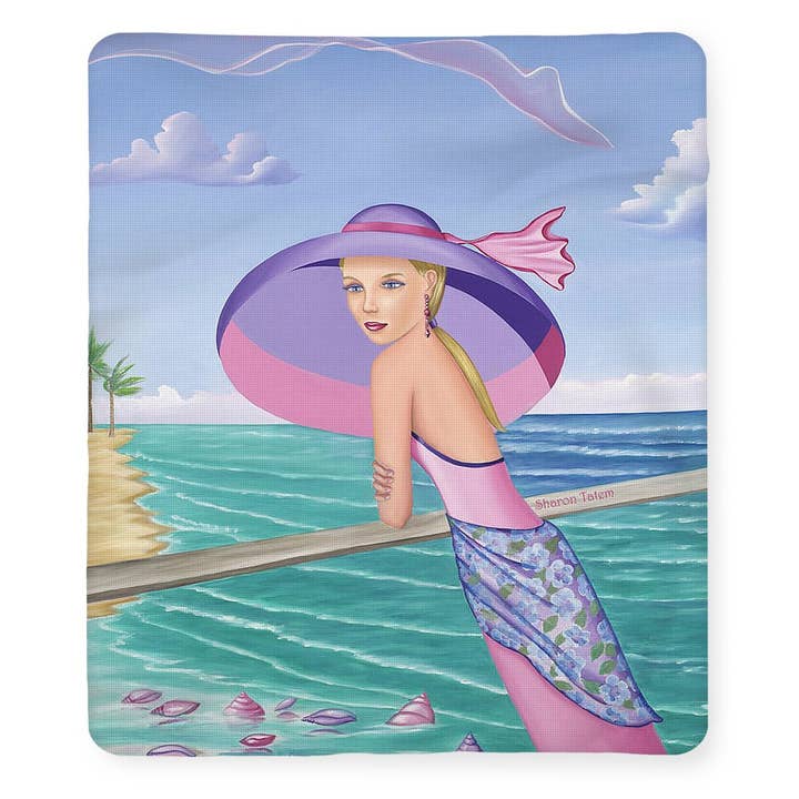 Sharon Tatem Fashion LLC - Wholesale Throw Blanket - Palm Beach Purple - Blanket2