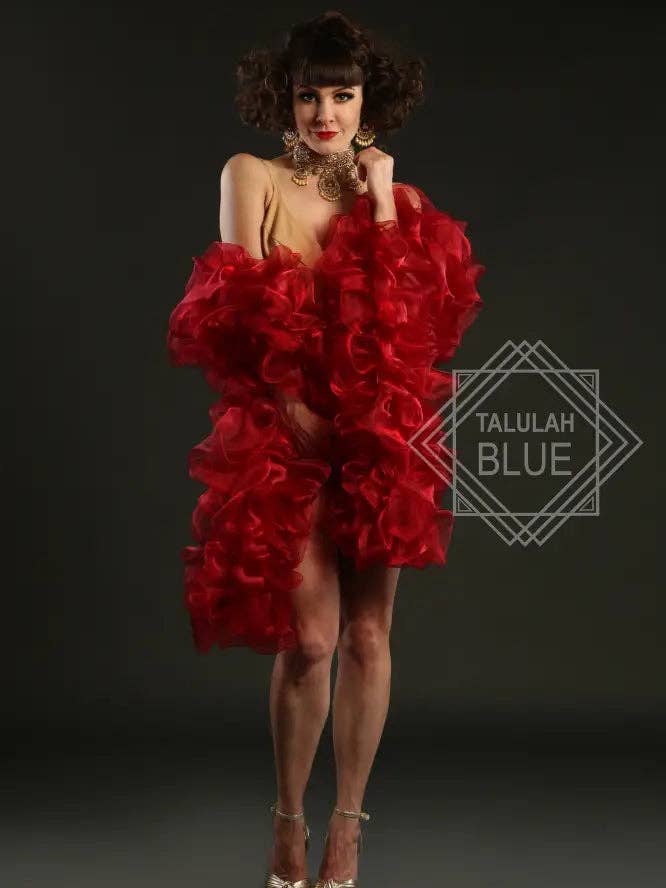 Red Wine Burlesque Vegan Organza Boa ~ cabaret and drag costume for wholesale by Talulah Blue