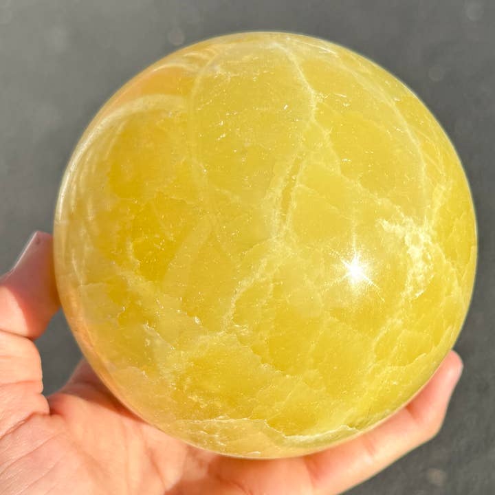 LEMON CALCITE SPHERES 95MM-100MM for wholesale by ZeeRocks