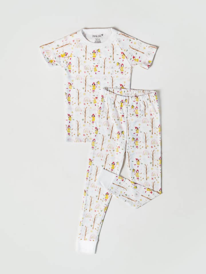 Puddles Short Sleeve and Pants Pajama Set for wholesale by Pima Bee