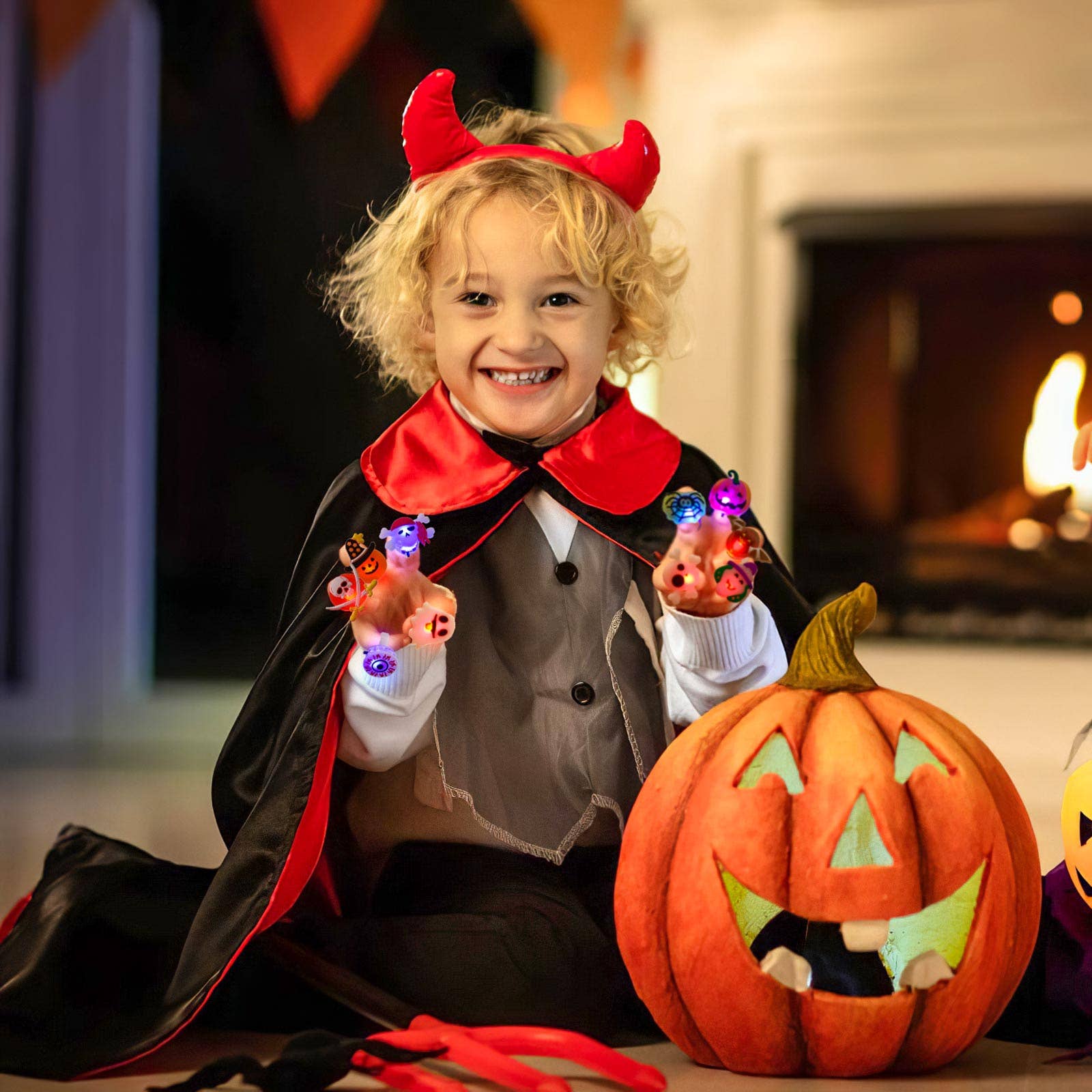 Fun Little Toys - Wholesale Lichtgevend/oplichtend speelgoed - Kinderen en baby - 50 stuks Halloween LED-ringen oplichtende ringen voor kinderen6