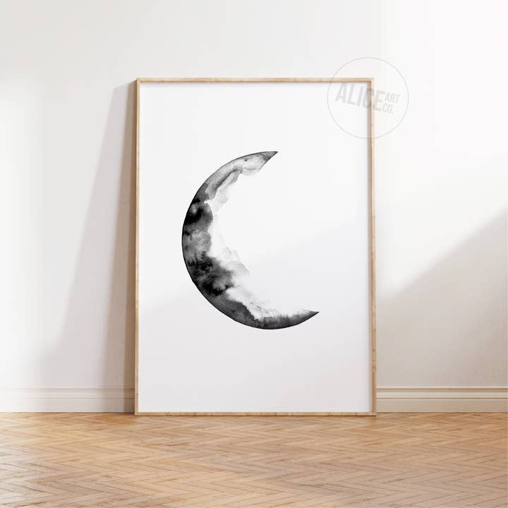 Moon Watercolour Hand Painted Print for wholesale by Alice Art Co