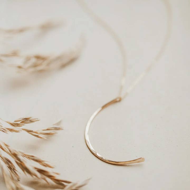 Hello Adorn - Wholesale Pendant/Charm Necklace - New Moon Pendant | 14kt Gold Fill + Sterling Silver