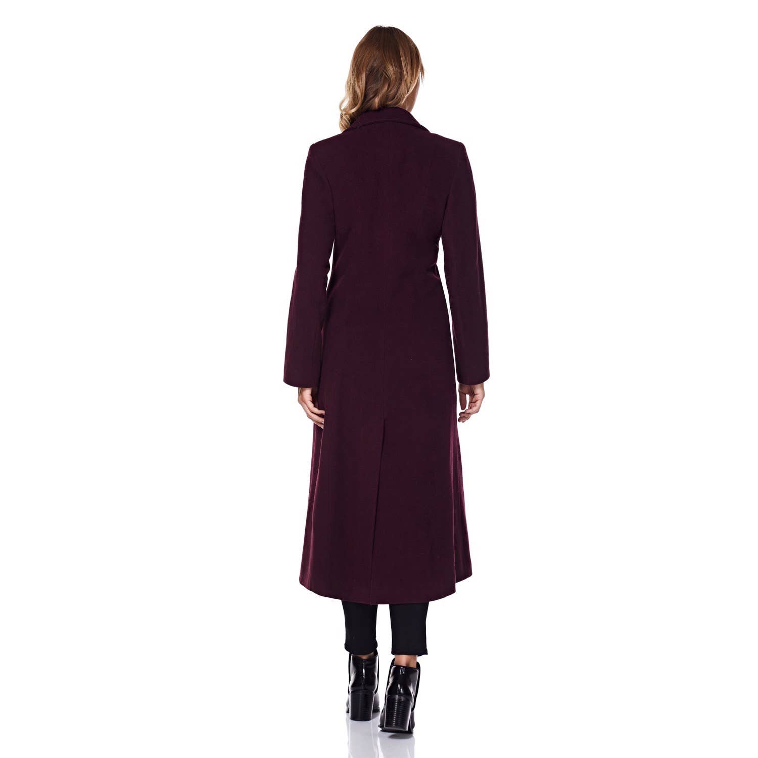 Burgandy Anastasia Fashions Womens Wool Cashmere Long Winter Coat for wholesale on Faire3