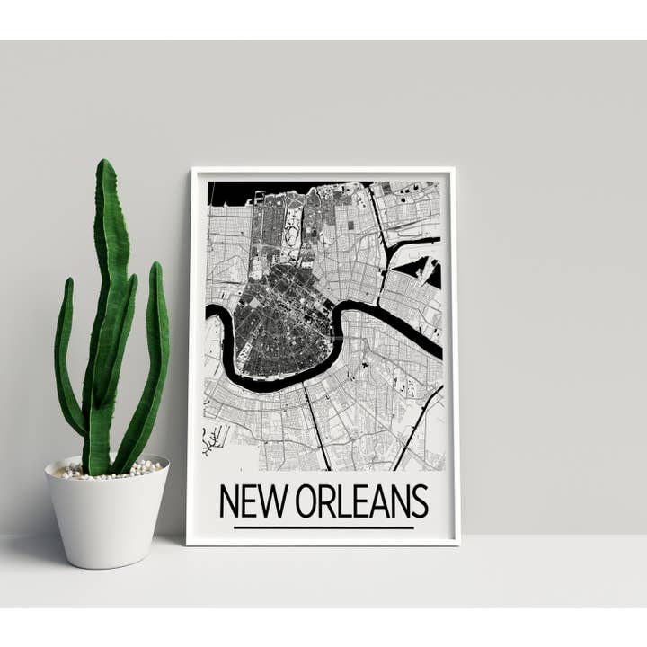 Carte de la Nouvelle-Orléans 11" x 14" - Style Art Déco pour la vente par ILIKEMAPS
