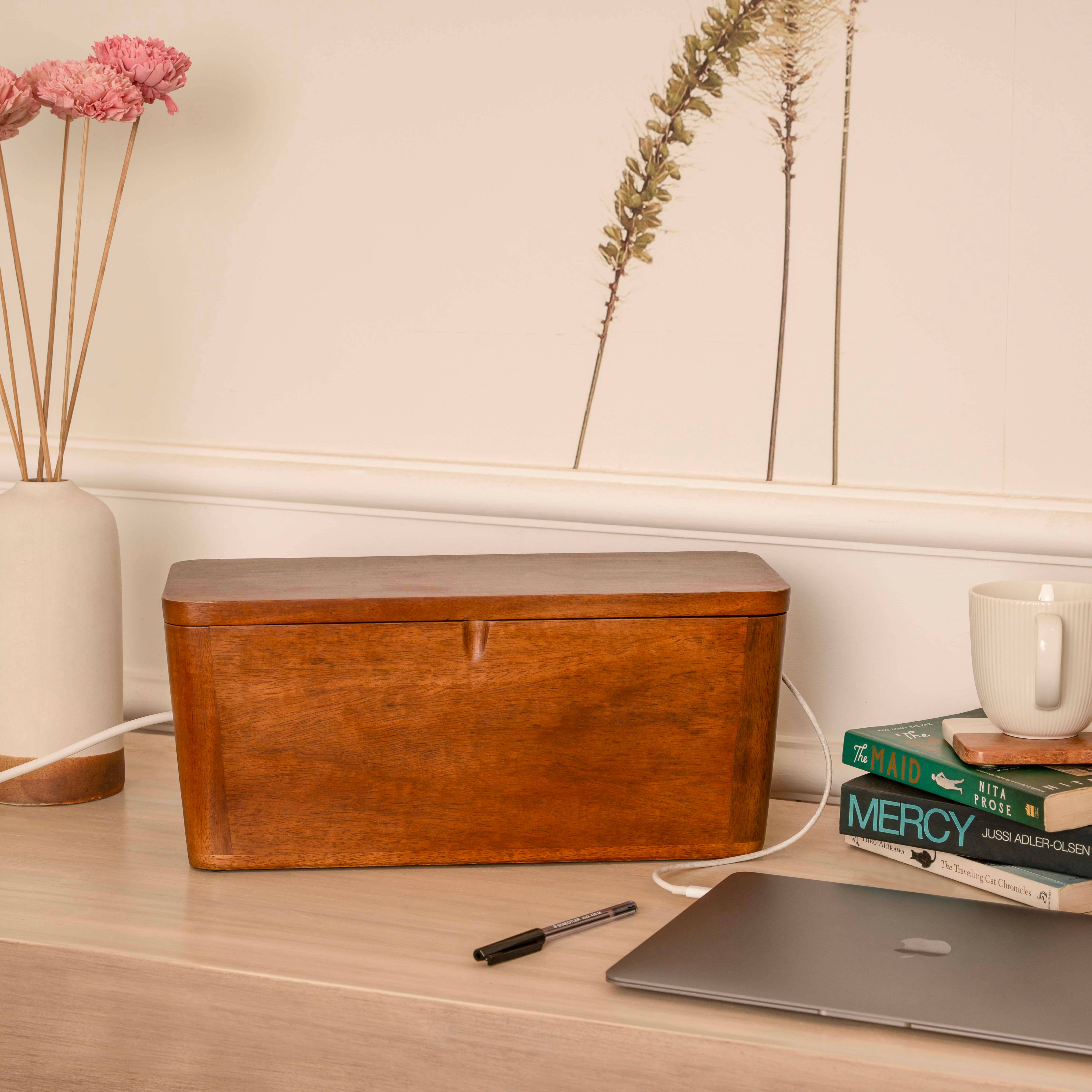 LuxeDesigns Co LLC - Wholesale Desk Organizer - Extra Large Cable Management Box – Handmade Acacia Wood Cord Organizer & Power Strip Cover5