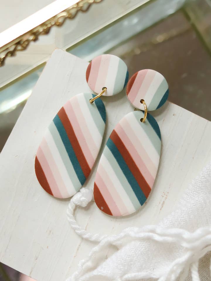 Retro Ribbon Polymer Clay Earrings for wholesale by Petal & Posy