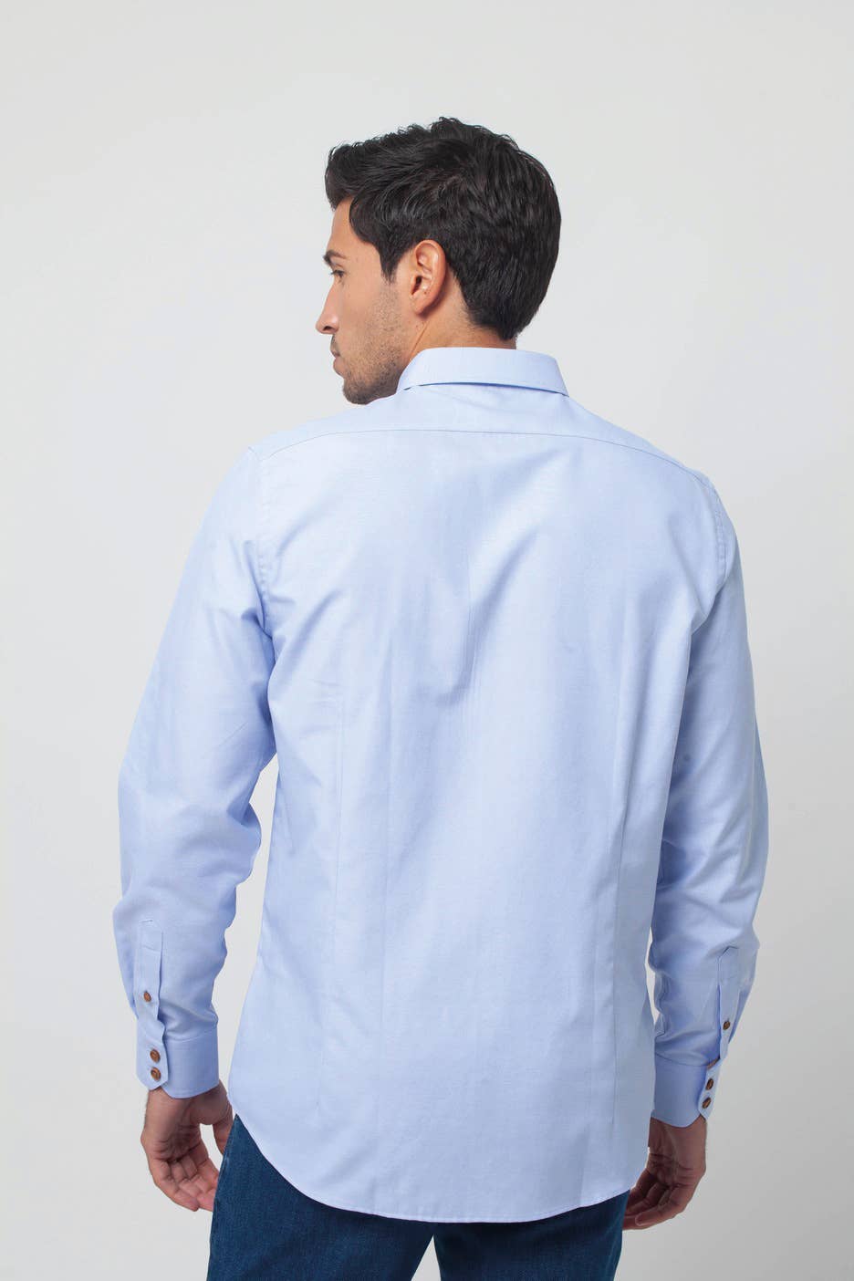 Blue Sky Blue Plain Oxford Slim Fit Cotton Shirt w/ Jungle for wholesale on Faire2