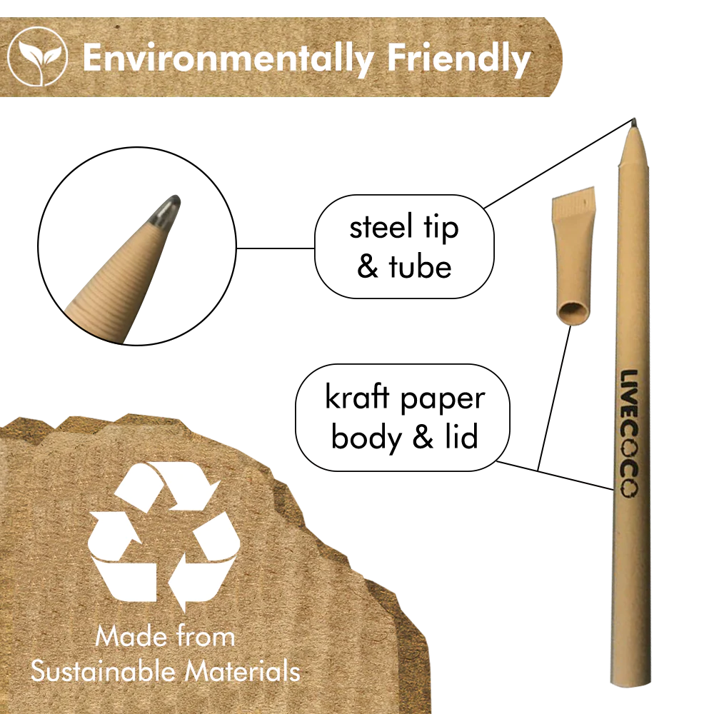 EcoVibe – wholesale Pen – Blue Ink Paper Ballpoint Pens - 24 Pack1