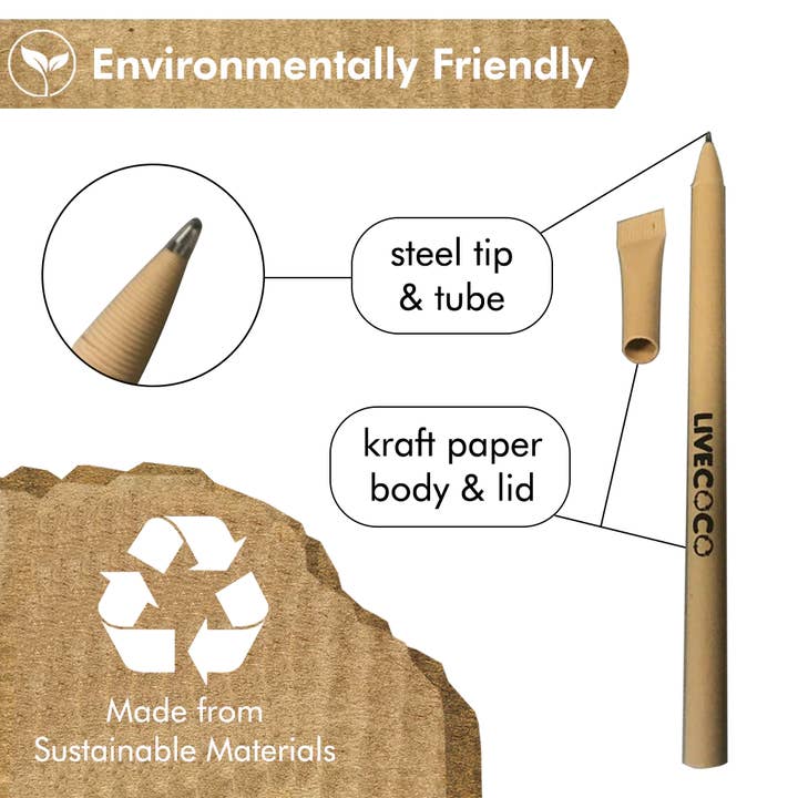 EcoVibe – wholesale Pen – Blue Ink Paper Ballpoint Pens - 24 Pack1