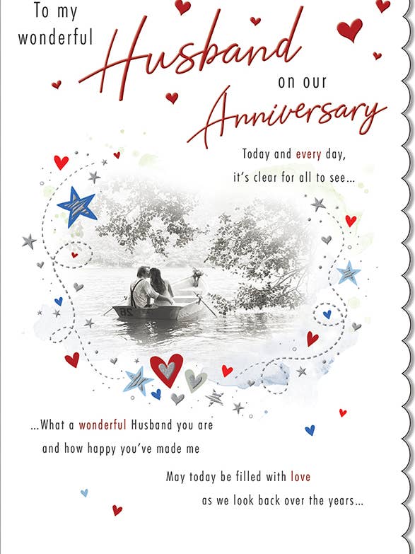 Anniversary Card, Anniv Husband, Couple Boat for wholesale by Piccadilly Greetings