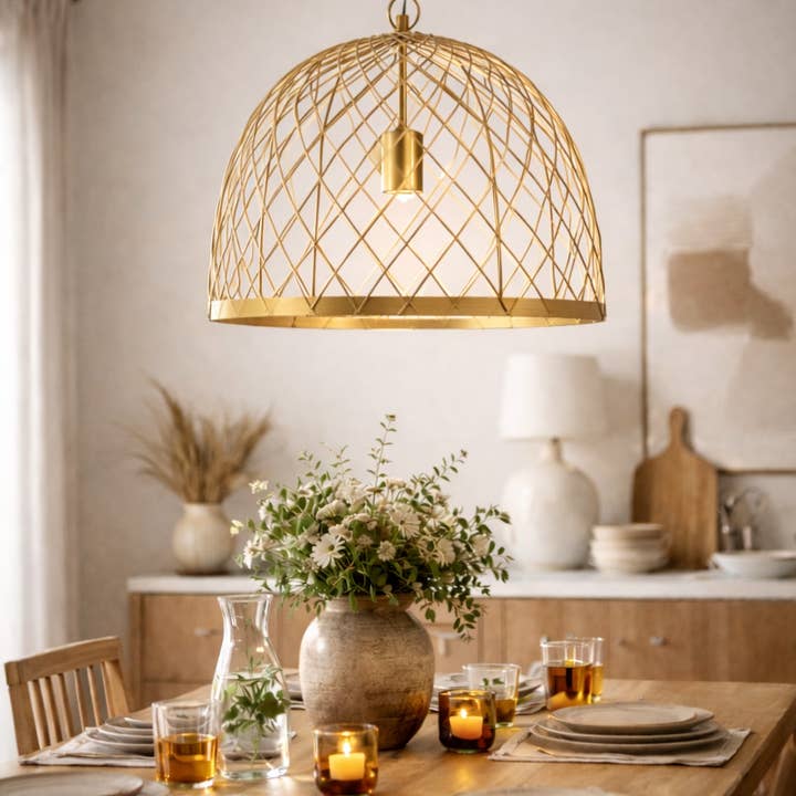 PTMD Viva rund hänglampa i öppet metallguld för wholesale av NHP International