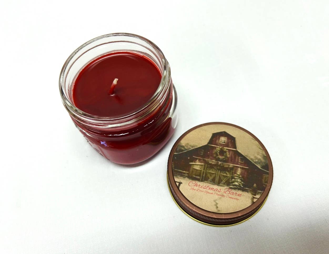 Red Dirt Ranch Clothing Company - Wholesale Jar/Filled Candle - Candle Vintage Christmas Barn Mason Jar 1