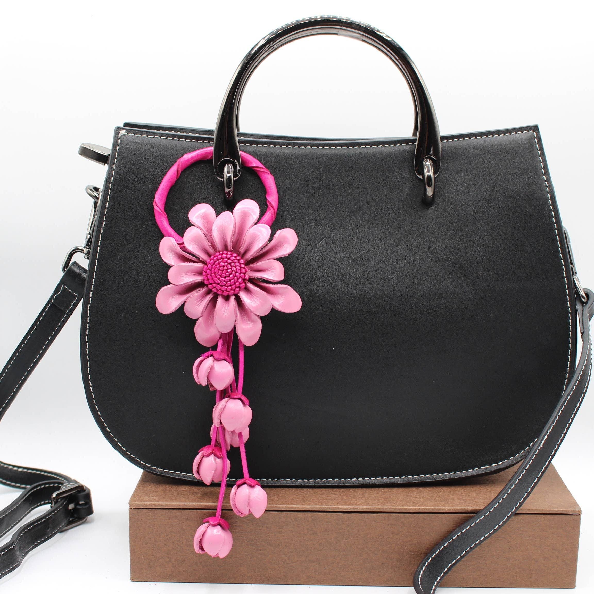 Sunflower Handmade leather inc – Porta-chaves - Mulher por atacado – Porta-chaves de flor de couro chaveiro bolsa charm.10