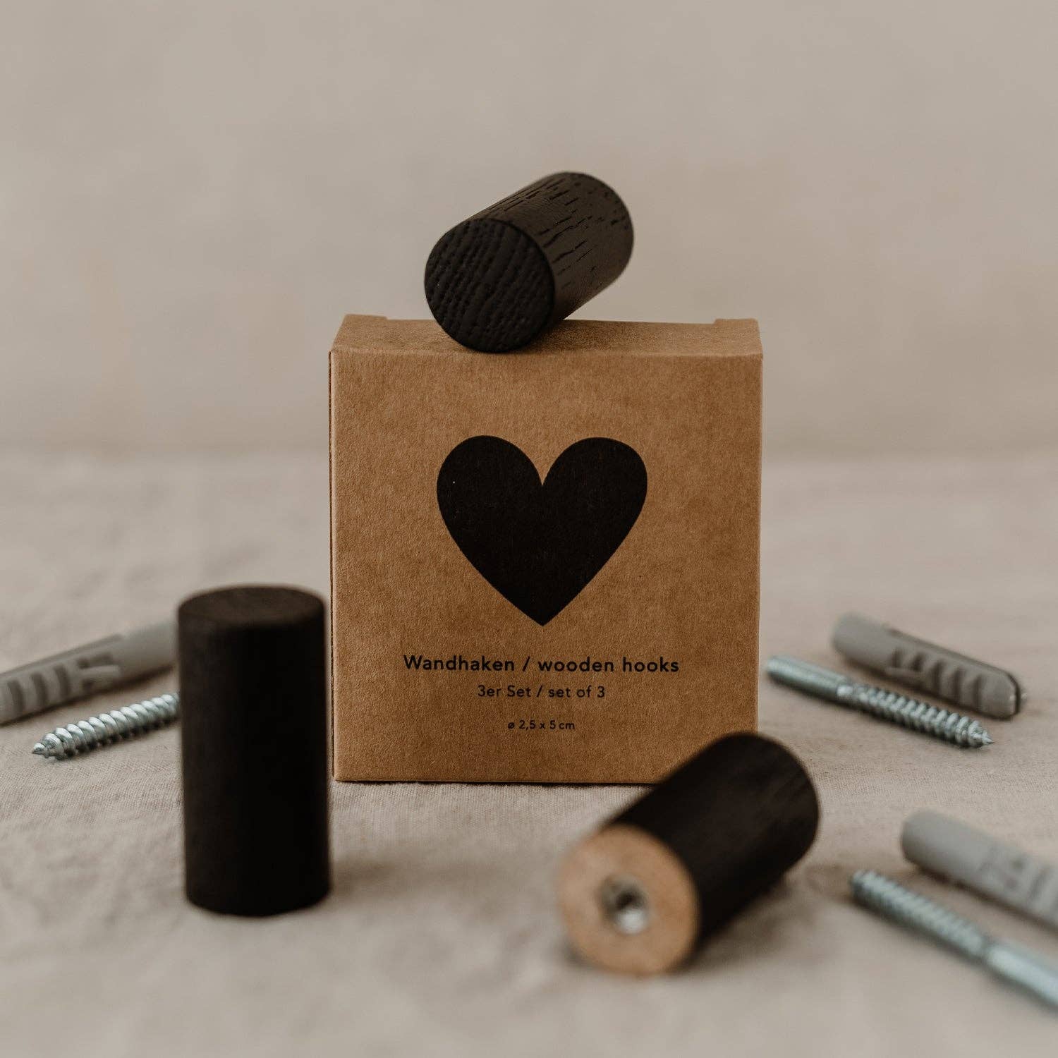 Eulenschnitt – wholesale Wall hook – Black wall hooks in a set of 3 (ve = 6 sets)3