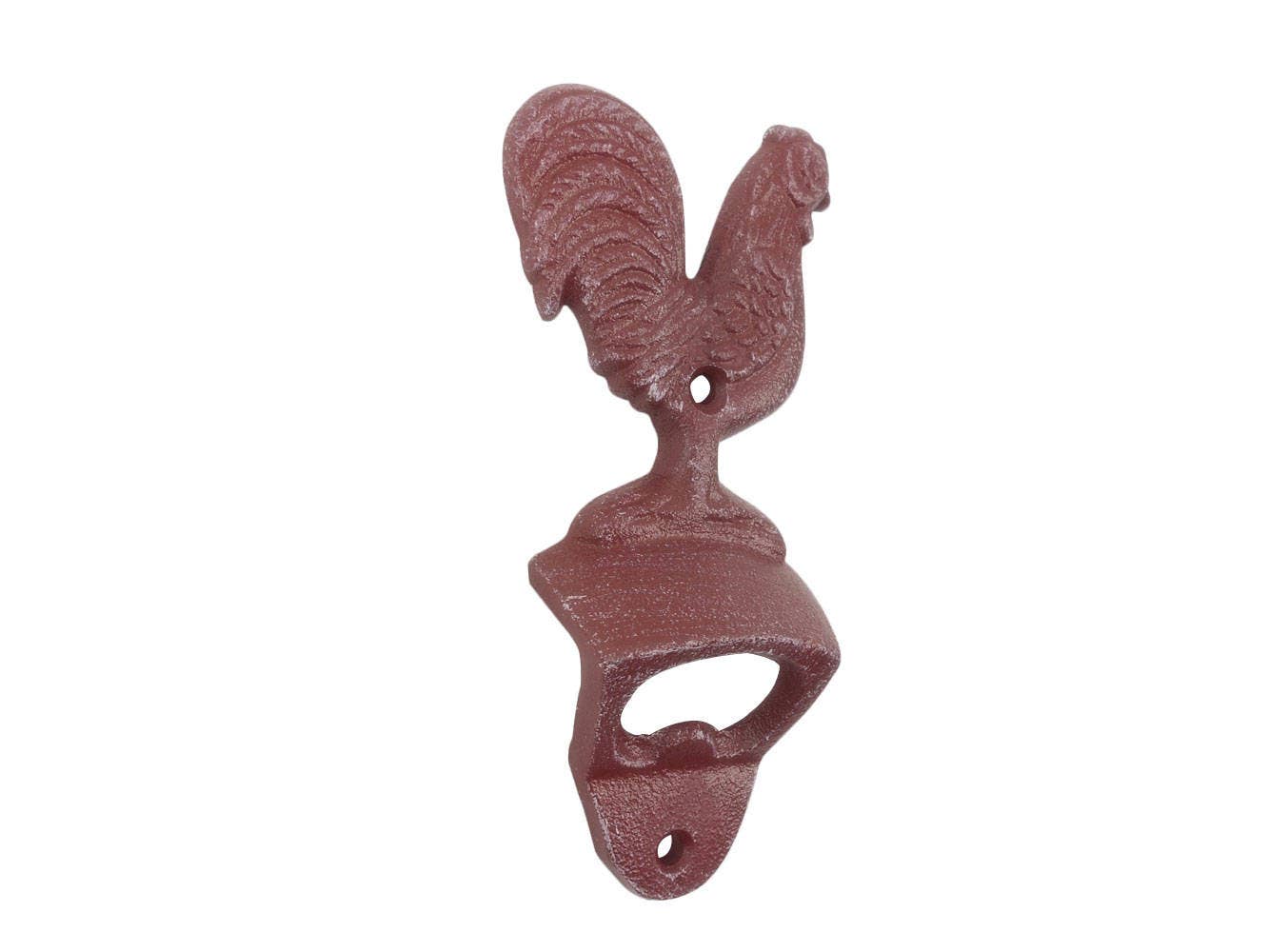 Hampton Nautical - Wholesale Bottle/Wine Opener - Rustic Red Whitewashed Cast Iron Rooster Bottle Opener 6"0