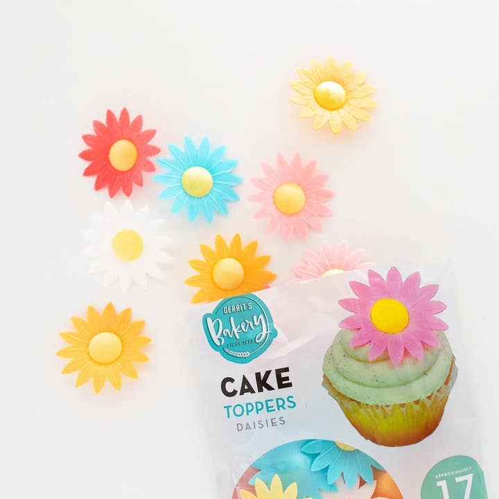 Long Island Candy Factory – wholesale Cake/cupcake topper – Gerrit’s Top This Cake Toppers Daisies Edible Flower 17ct 3 Pack