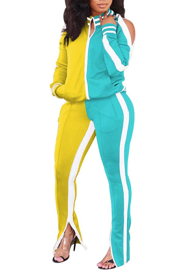 MB Fashion Wholesale - Wholesale Lounge Set - Women's - MB FASHION Two-Piece Track Set with Shoulder Cutouts 812515