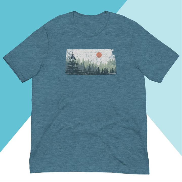 Kansas Distressed Pine Trees Unisex Shirt for wholesale by North Owl Apparel