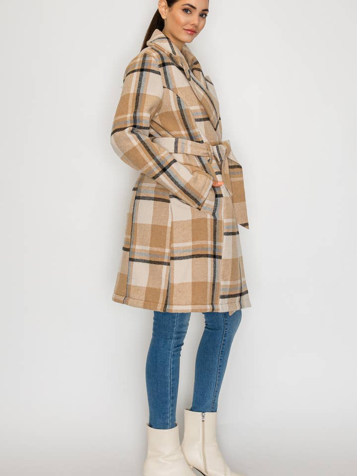 PATRONCITO USA INTERNATIONAL, INC - Wholesale Coat - Women's - Women's Long Coat Plaid Jacket with belt (LJ400)11