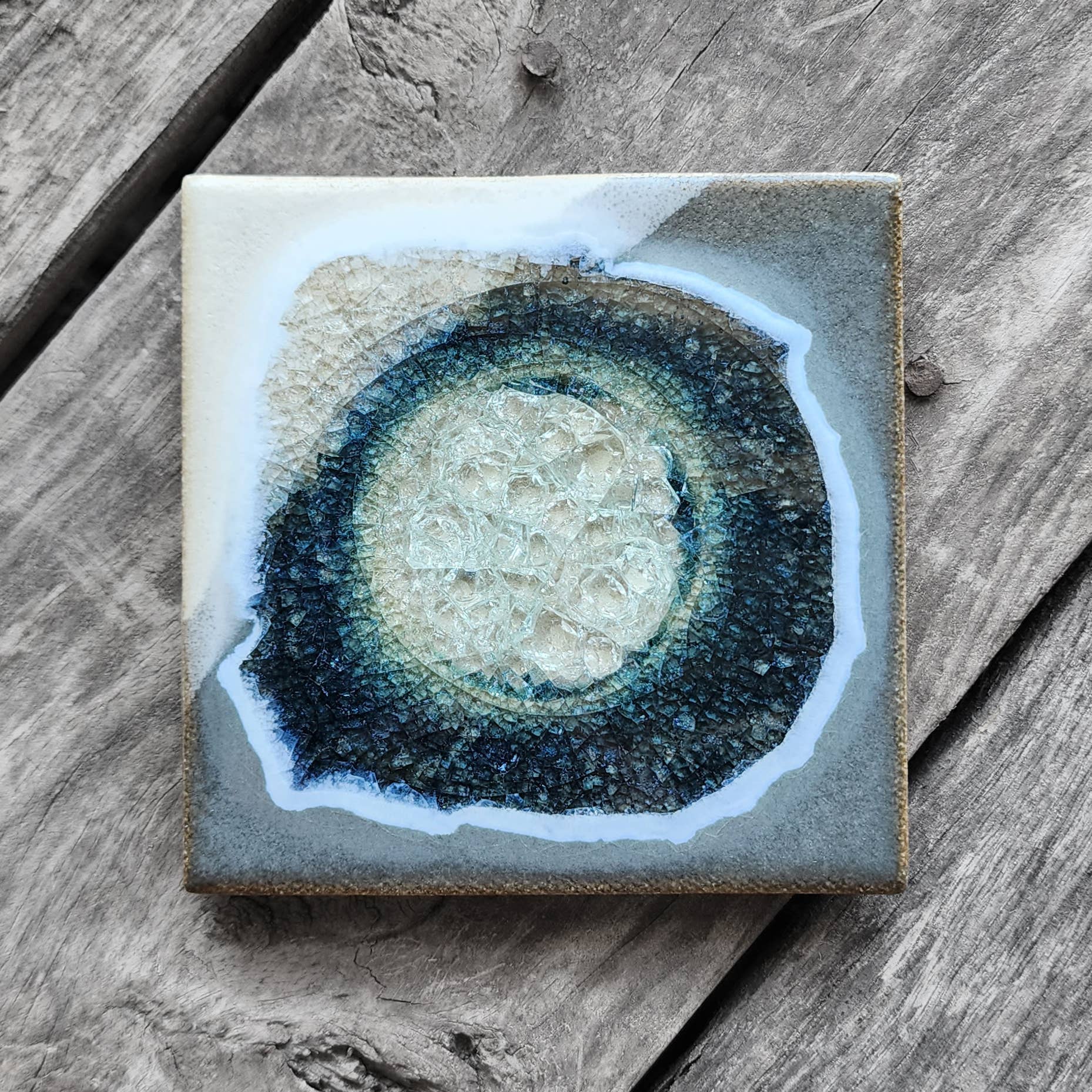 Dock 6 Pottery - Vente Sous-verre - Sous-verre Geode Crackle, individuel, 4 « x 4", verre fondu33