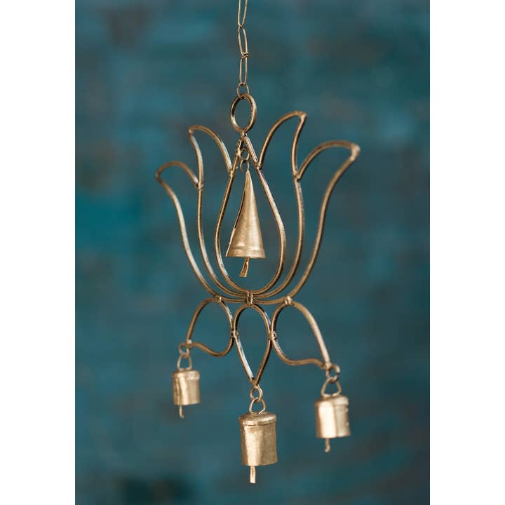 Namaste - Wholesale Wind Chime - Lotus Flower Windchime With Bells3