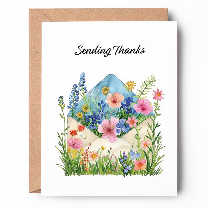 Bedankkaart met bloemenenvelop TY01 voor wholesale door Oakwind Hollow