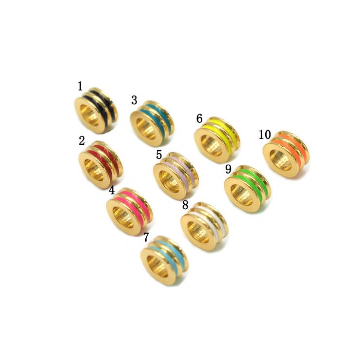Large Hole Enamel Round Ring Spacer Beads, Sku#LK653 for wholesale by BestBeads&Beyond