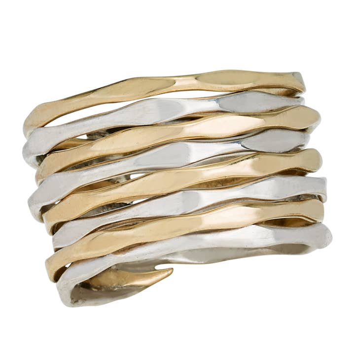 Tiger Mountain Jewelry - Wholesale Band/Stacked Ring - Alternating Brass and Sterling Silver Band Ring