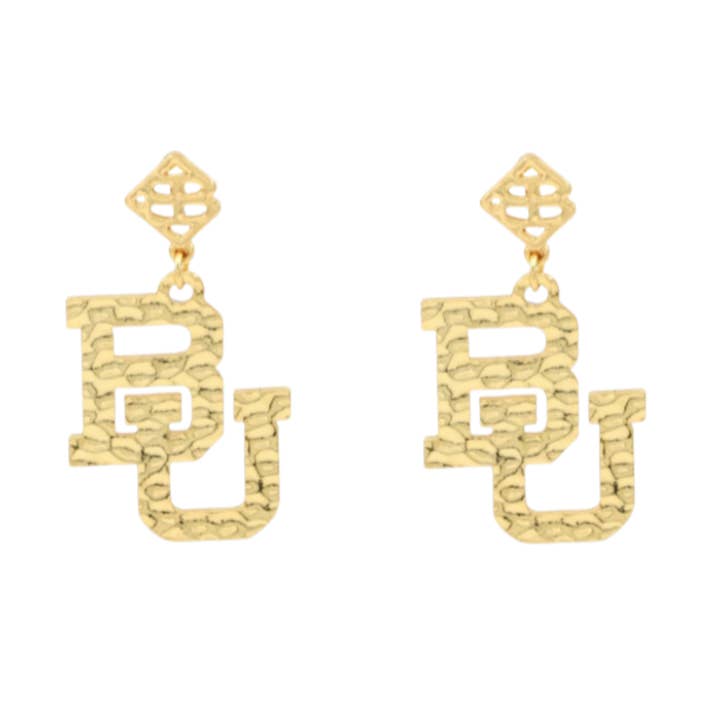Gold Baylor University Logo Earring with BC Logo for wholesale by Brianna Cannon