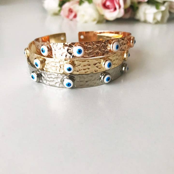 Evileyefavor - Venta al por mayor Brazalete - Pulsera brazalete, pulsera de mal de ojo, pulsera de plata de oro rosa4