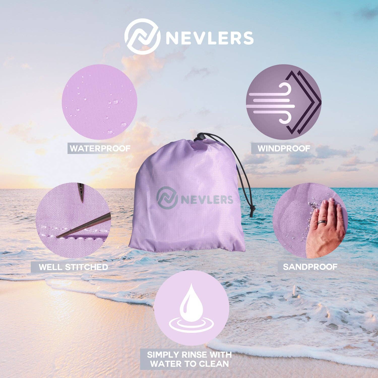 Nevlers - Wholesale Picnic Blanket - Nevlers Sand Free X-Large Beach & Picnic Blanket 10'x10'8