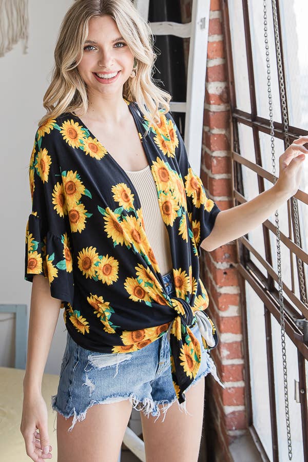 Off White Sunflower Casual Open Front Cardigan T4237 for wholesale on Faire10