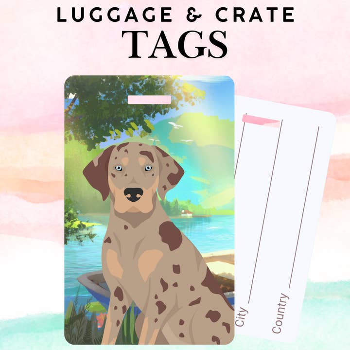 Catahoula Leopard Dog Metal Luggage/ Crate Tag for wholesale by Canine Companions