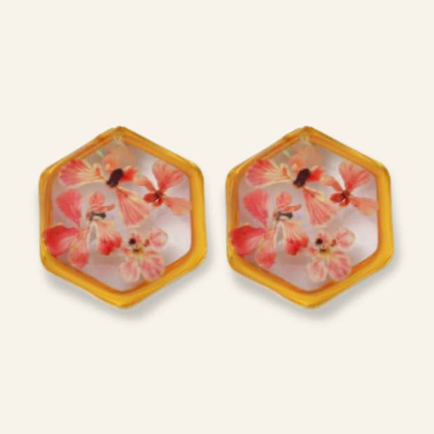 Teeny Weeny Hexagon Pink Orecchini per la vendita all'ingrosso da parte di fioreldesign