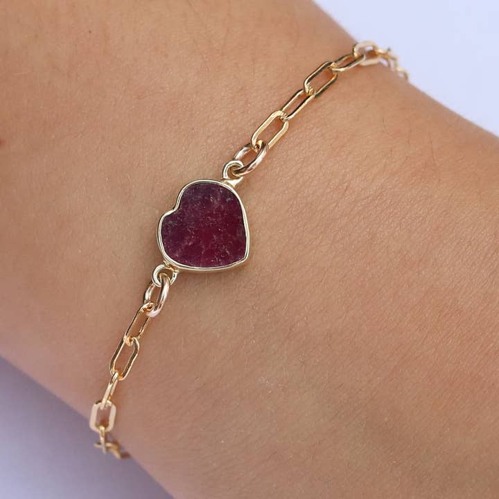 12 Month Collection: Birthstone Heart Bracelets (mia) for wholesale by Chocolate and Steel